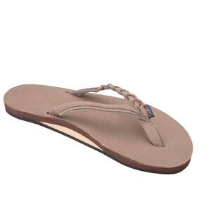 Rainbow Sandals Women's Flirty Braidy Single Layer Arch Support Leather Flip Flo